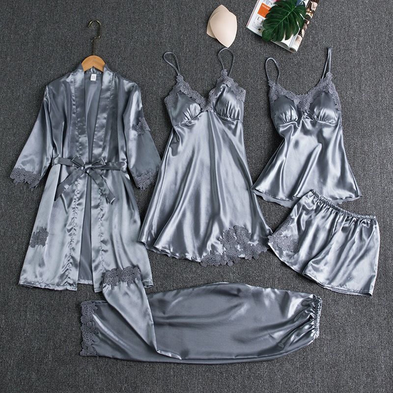 Butterfly Women Sleepwear Set Polyester Long Sleeve Gray XL — image 1