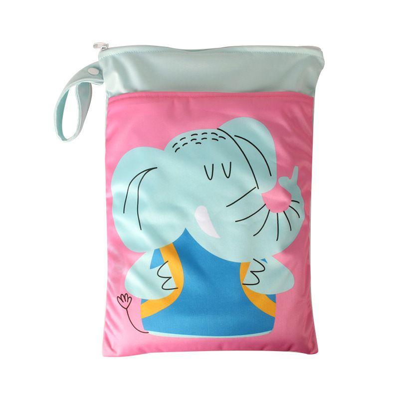 Cartoon Storage Hanging Bag Travel Dry Wet Separation Cute elephant 25cm*35cm