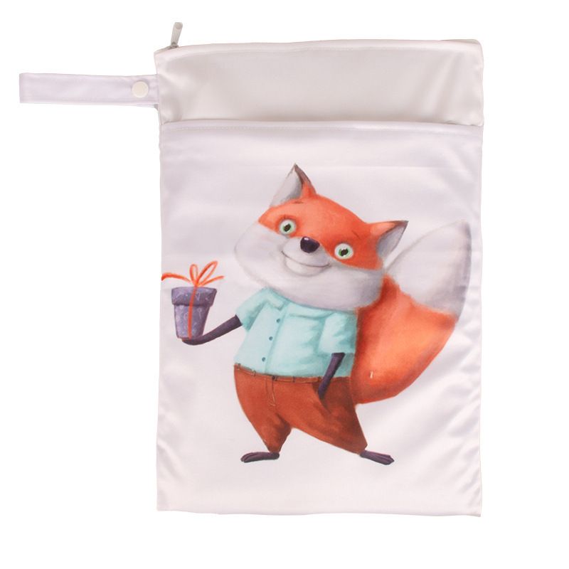 Cartoon Storage Hanging Bag Travel Dry Wet Separation Mr. fox 25cm*35cm