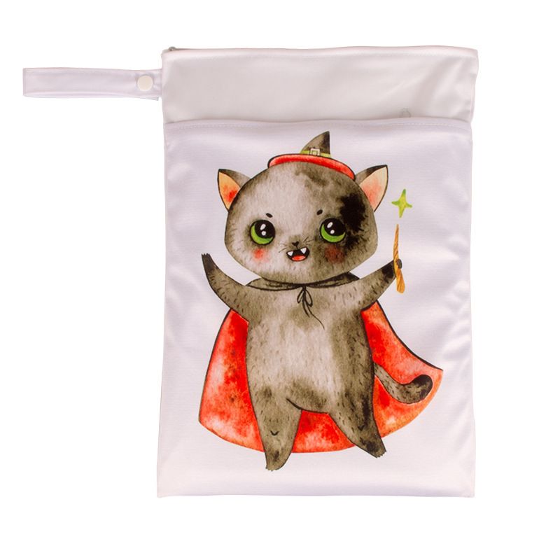 Cartoon Storage Hanging Bag Travel Dry Wet Separation Kitten 25cm*35cm (double