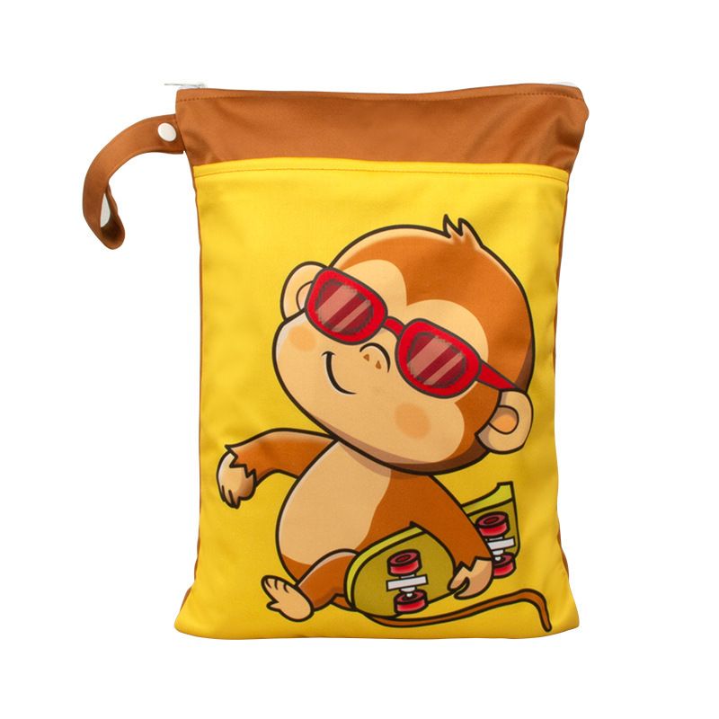 Cartoon Storage Hanging Bag Travel Dry Wet Separation Monkey 25cm*35cm (double