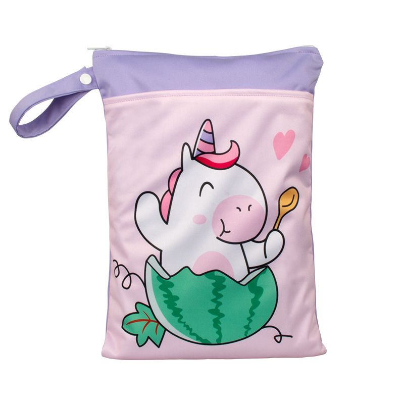 Cartoon Storage Hanging Bag Travel Dry Wet Separation Unicorn 25cm*35cm