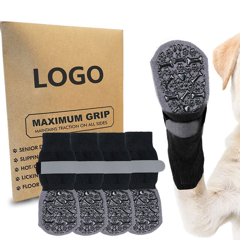 Dog Socks Outdoor Waterproof Non Slip Bone Style Cotton Black bone style