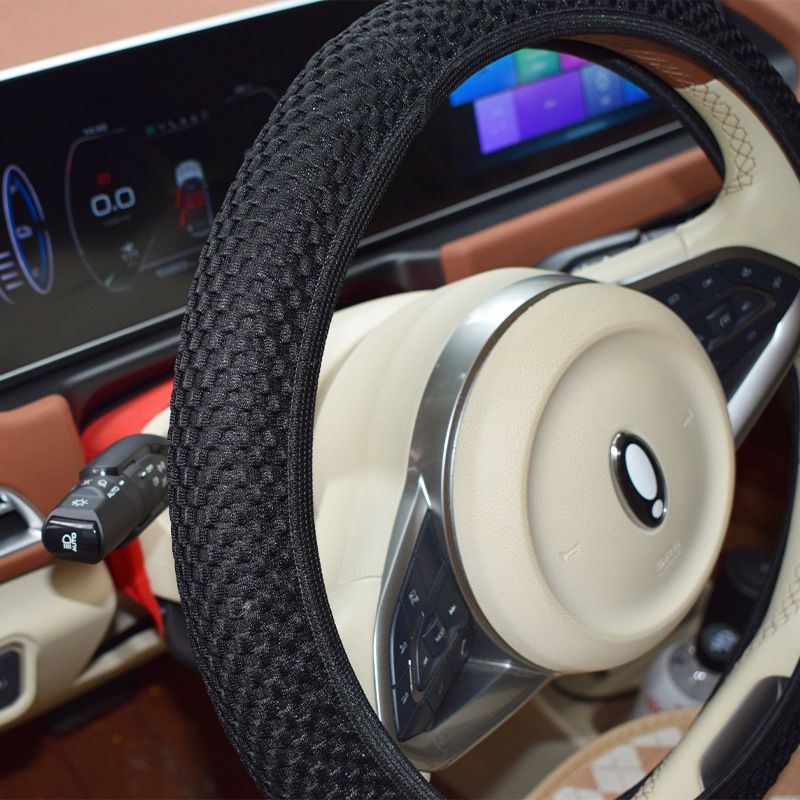 Elastic Steering Wheel Cover 38cm Black view 2