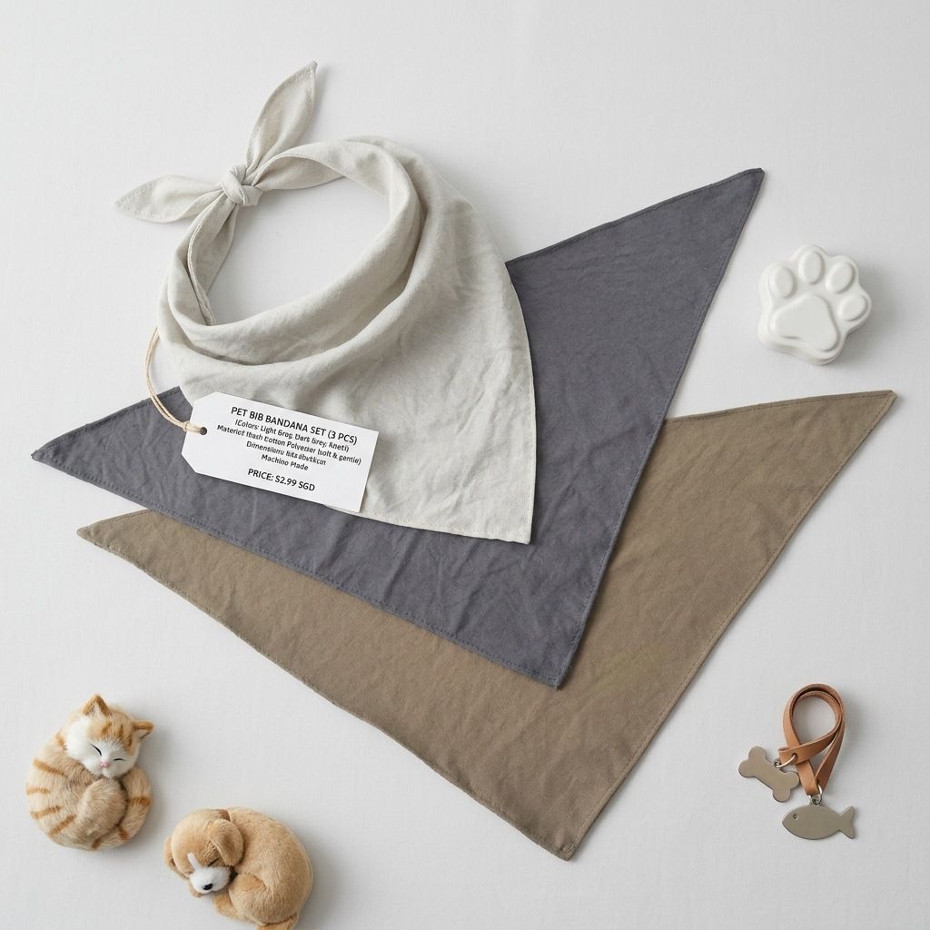 Hapet Dog Triangle Scarf Polyester Solid Color Dark gray three sheets 64*45*45CM view 5