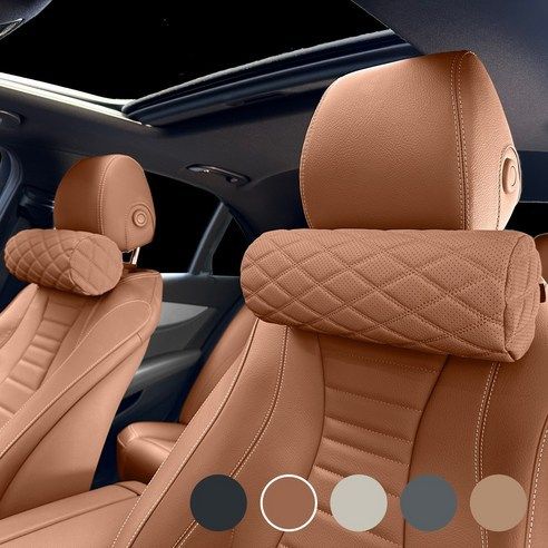 Car Neck Pillow Memory Foam Leather Black Brown — image 1