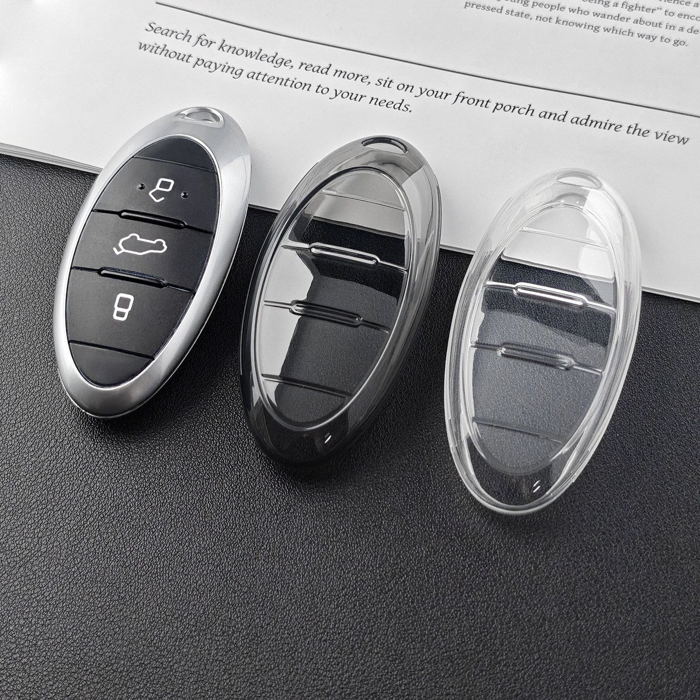 TPU Car Key Cover for Faw Bestune T77 T99 B70 T55 T33 Transparent black view 2