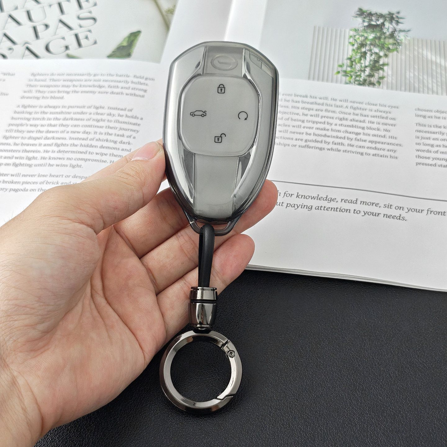 Trumpchi Car Key Cover Tpu Case Gs3 Emkoo M8 E9 Type d - transparent black view 2