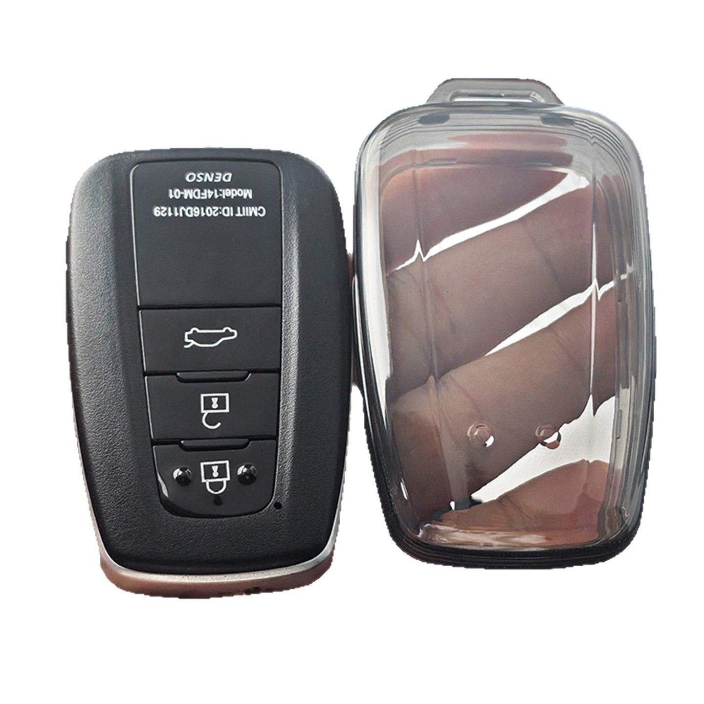 Toyota Asia Key Cover TPU Transparent Case 2019-23 Type a - transparent black view 3