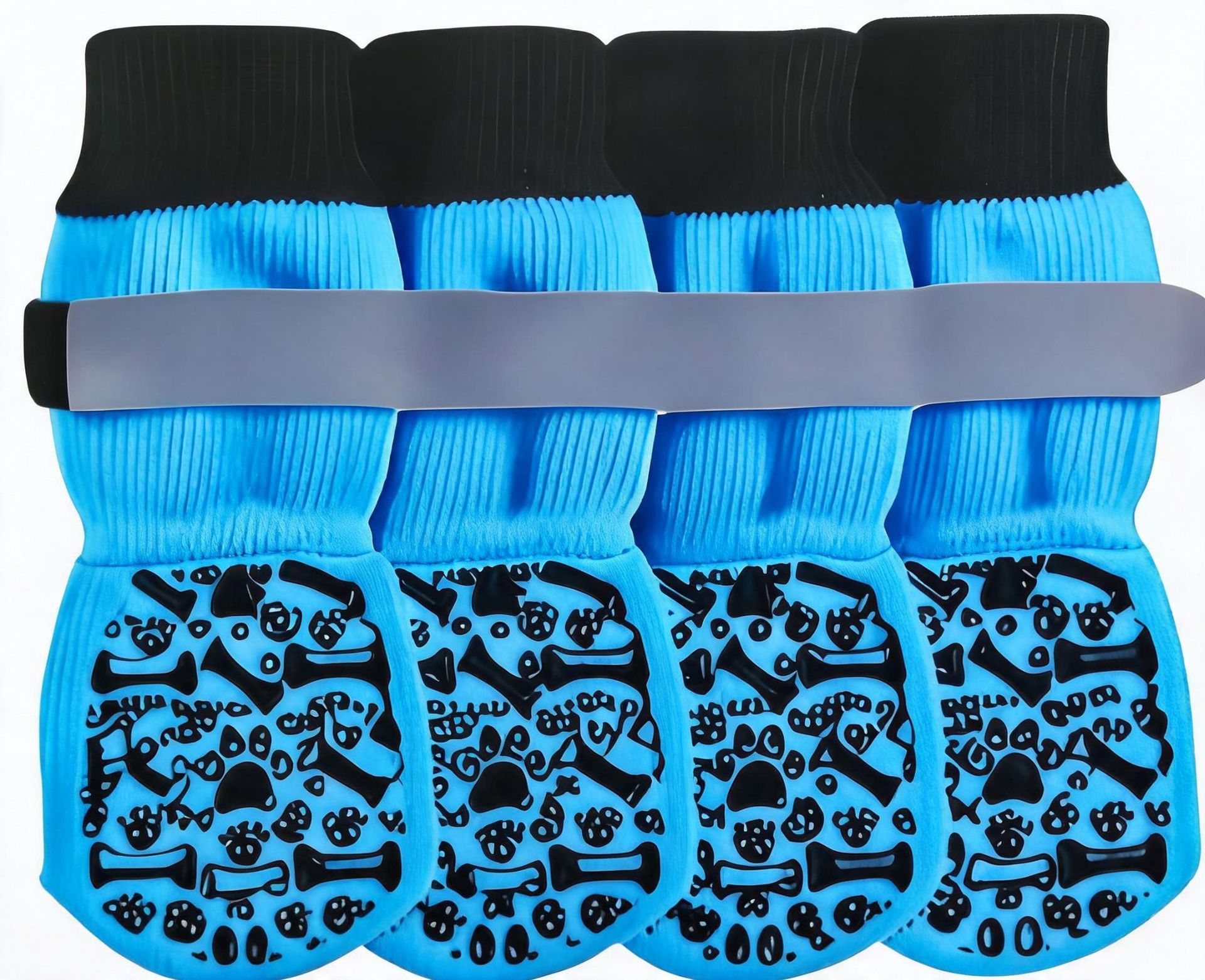 Pet Dog Socks Anti Slip Cotton Striped Blue bone design [opp bag] Xs ultra-small
