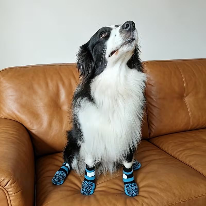 Pet Dog Socks Anti Slip Cotton Striped Black bone design [opp bag] S small size view 4