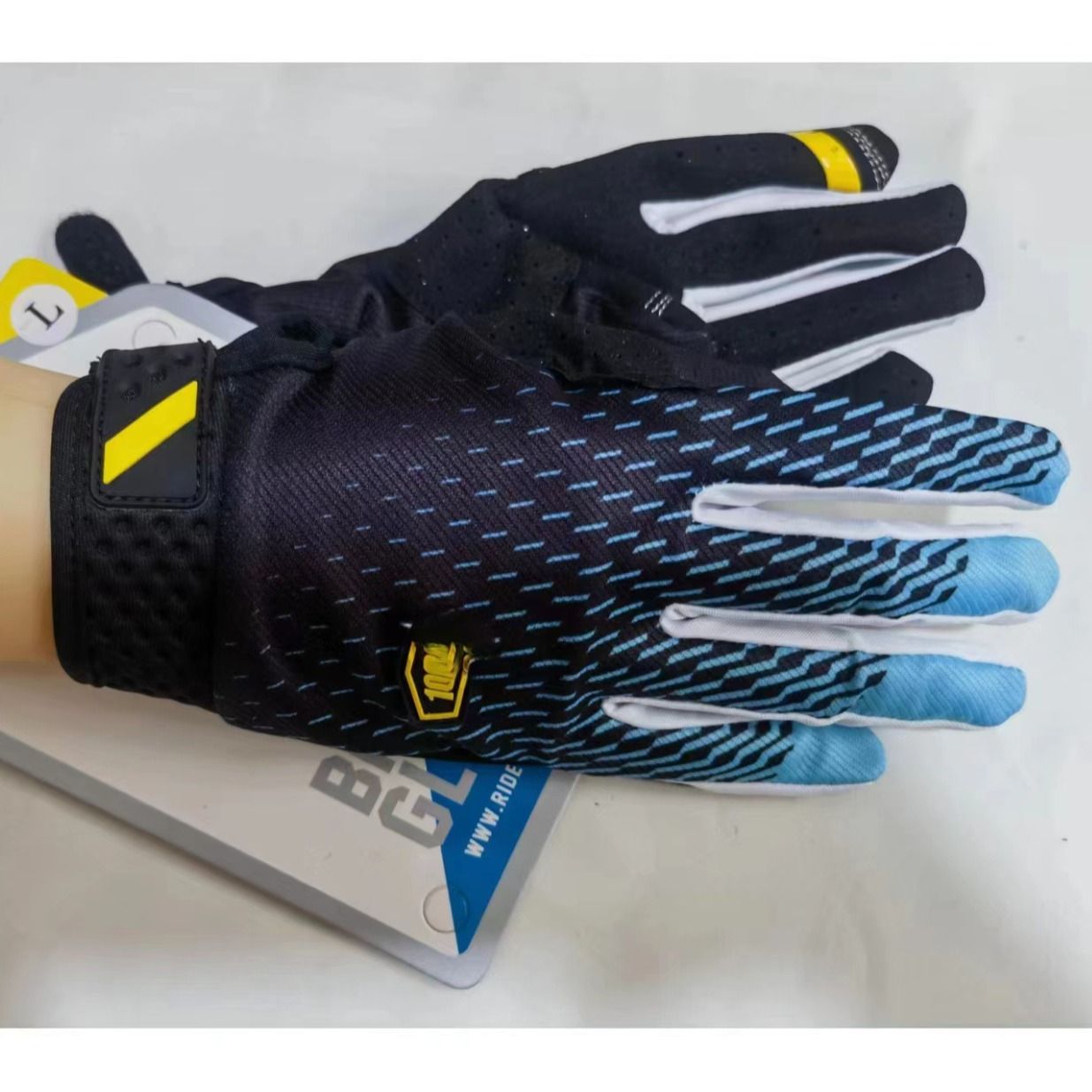 LOHAS FOX Cycling Gloves Nylon Wear Resistant Long. Black and white plaid XL view 3