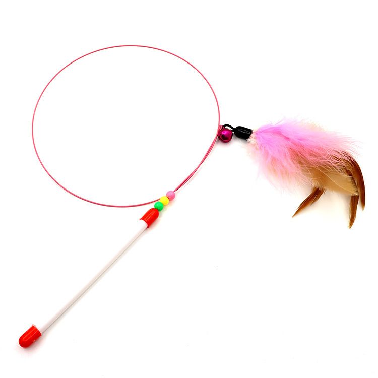 Cat Teaser Stick Plastic Brand Funny Cat Ball Steel wire feather [random view 4