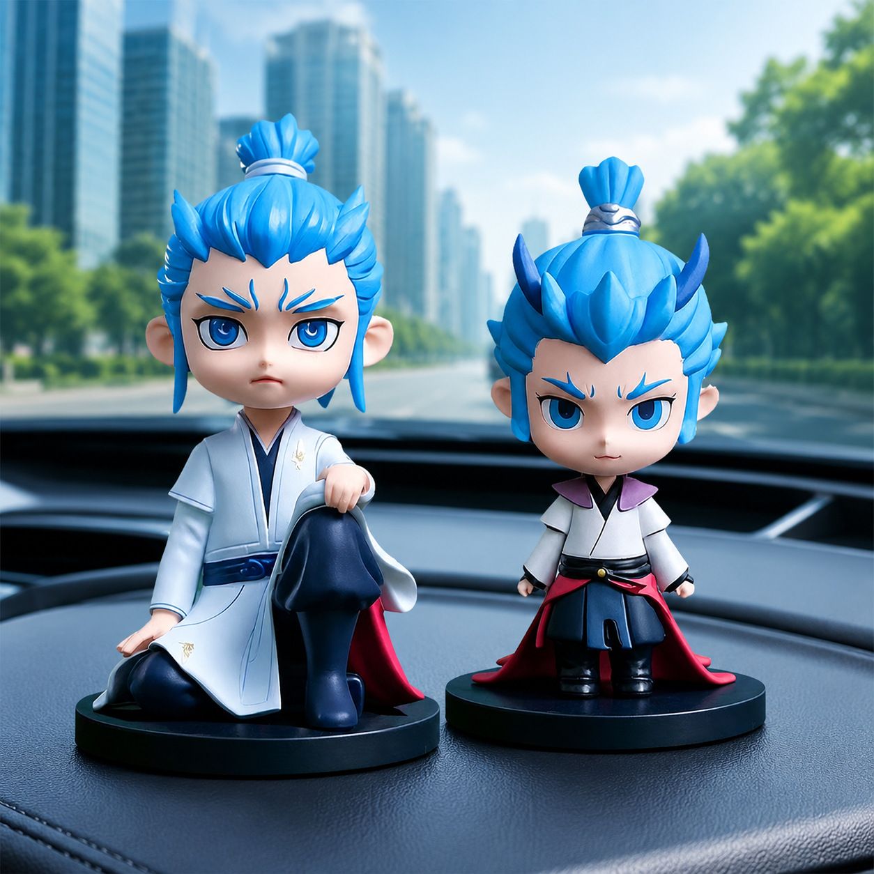 Nezha Bobblehead Car Dashboard Ornament Resin Donghai ao bing [sitting style] view 2