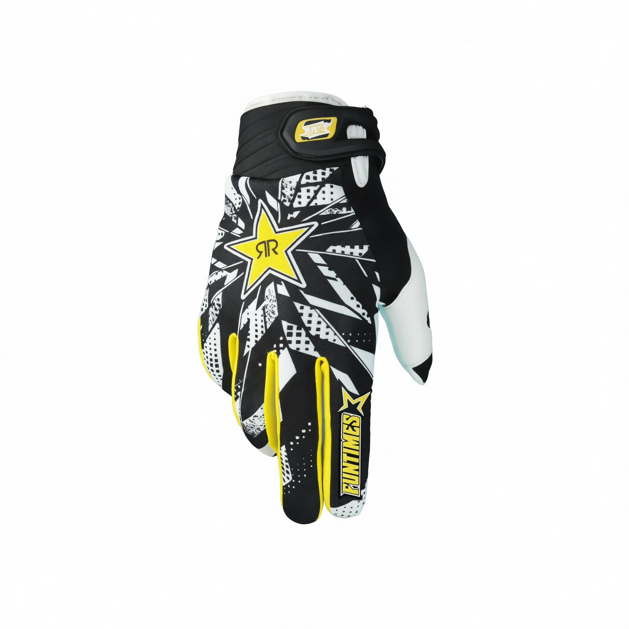 Funtimes Nylon Cycling Gloves Full Finger Adult Yellow XL view 3