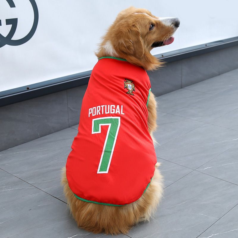 Pet Vest Dog Cat Soccer Jersey Polyester Red No. 7 Portugal 3xl (bust 75cm — image 1