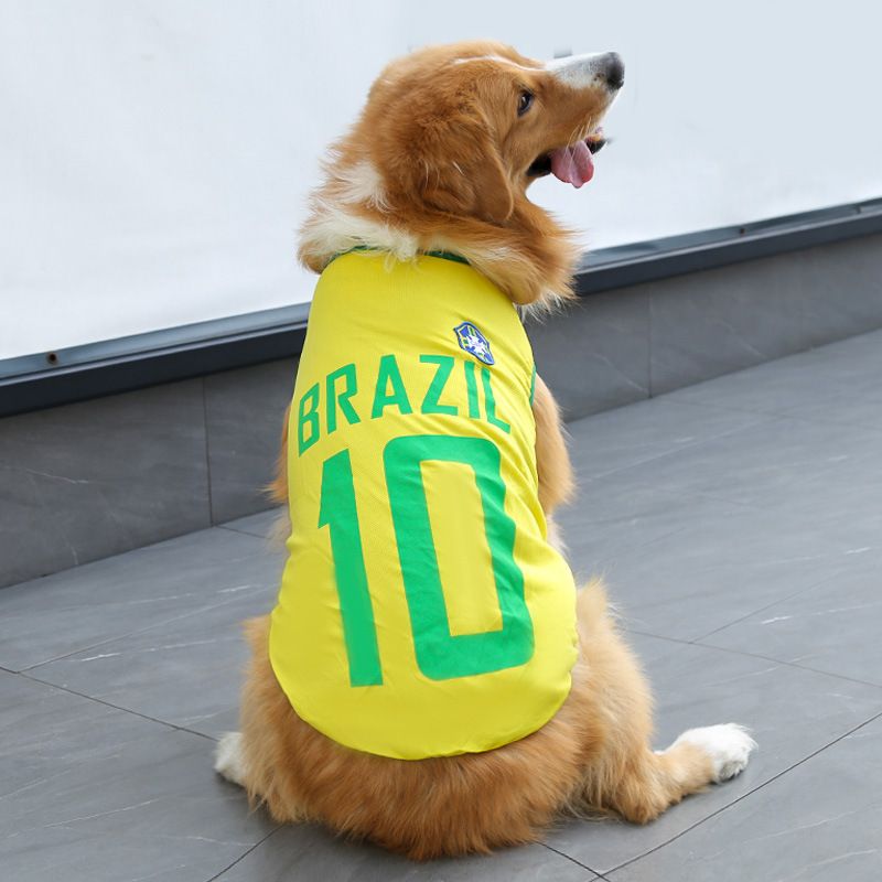 Pet Vest Dog Cat Soccer Jersey Polyester Yellow 10 Brazil 4xl (chest 80cm — image 1