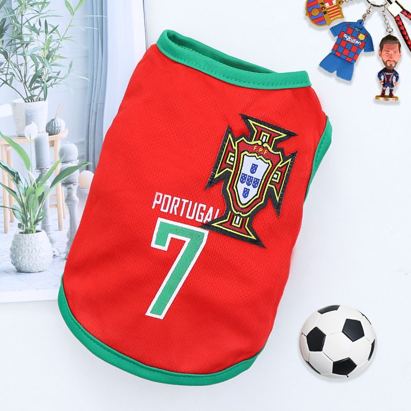 Pet Vest Polyester Soccer Basketball Style Other Red No. 7 Portugal 6xl (bust 98cm — image 1