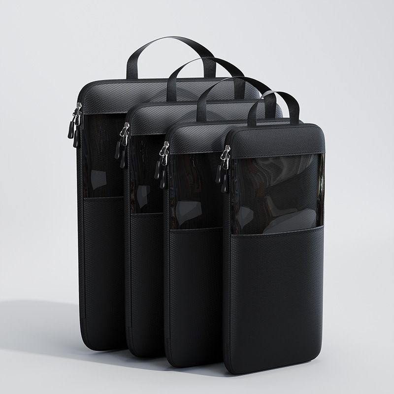 Mu Family Travel Storage Bag Portable Compressible Cube Black Large size