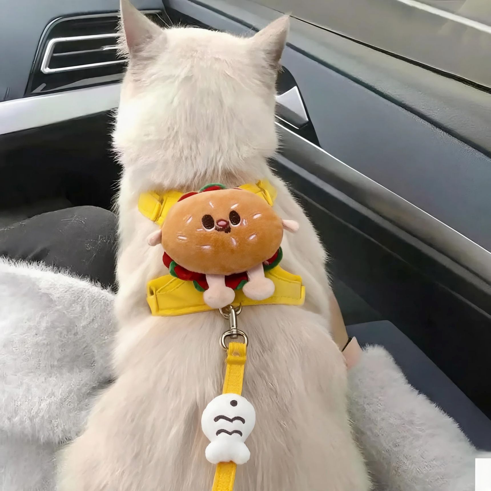 Cat Harness AMOOR Polyester S Size Yellow Hamburger view 5
