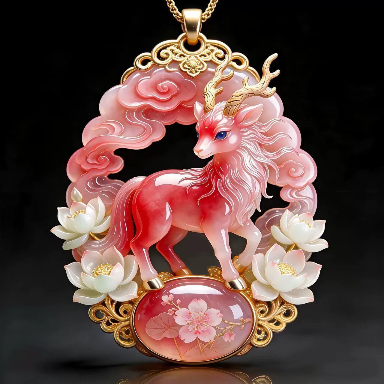 Nine Tailed Fox Car Pendant Pink Alloy Chinese Style view 4