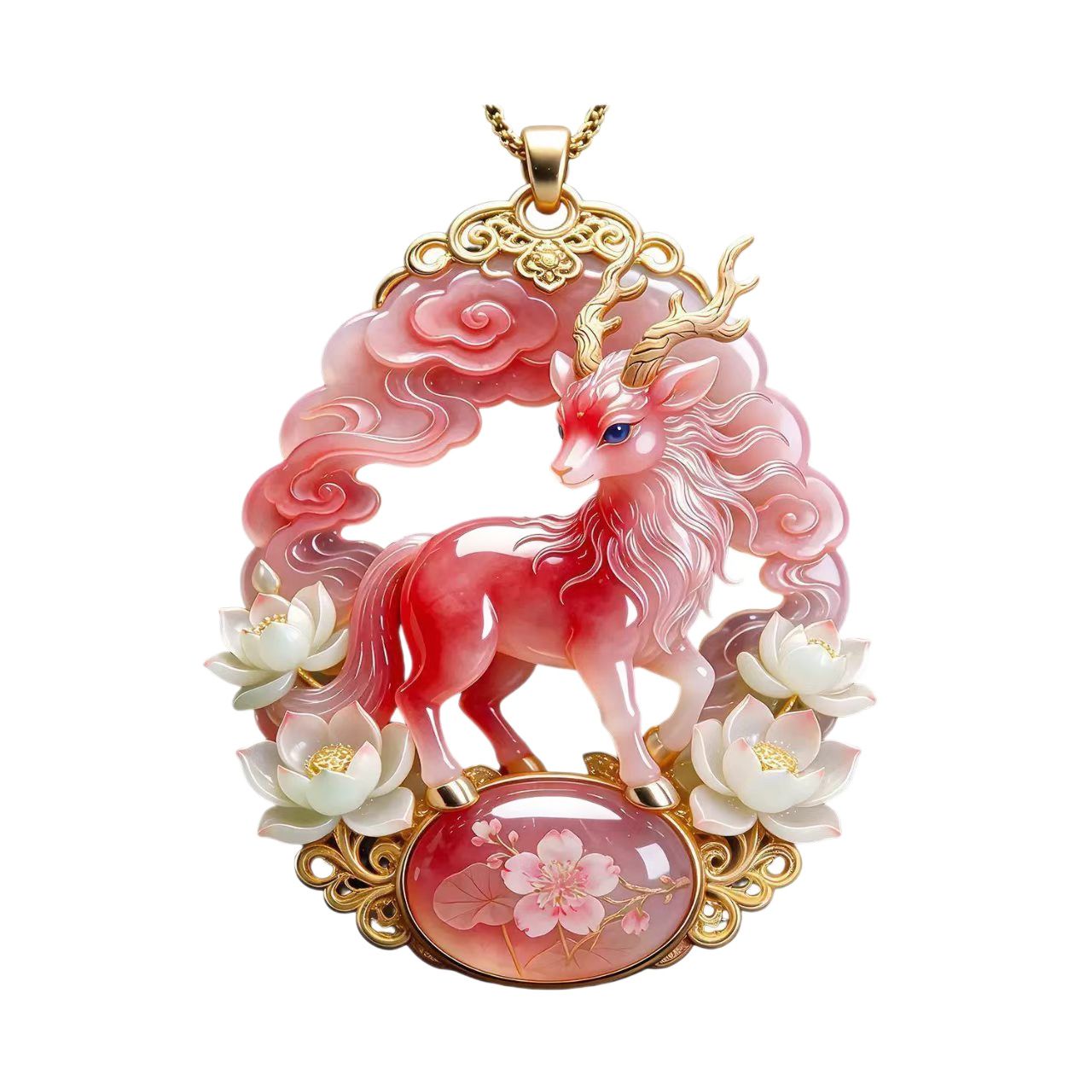Nine Tailed Fox Car Pendant Pink Alloy Chinese Style view 5