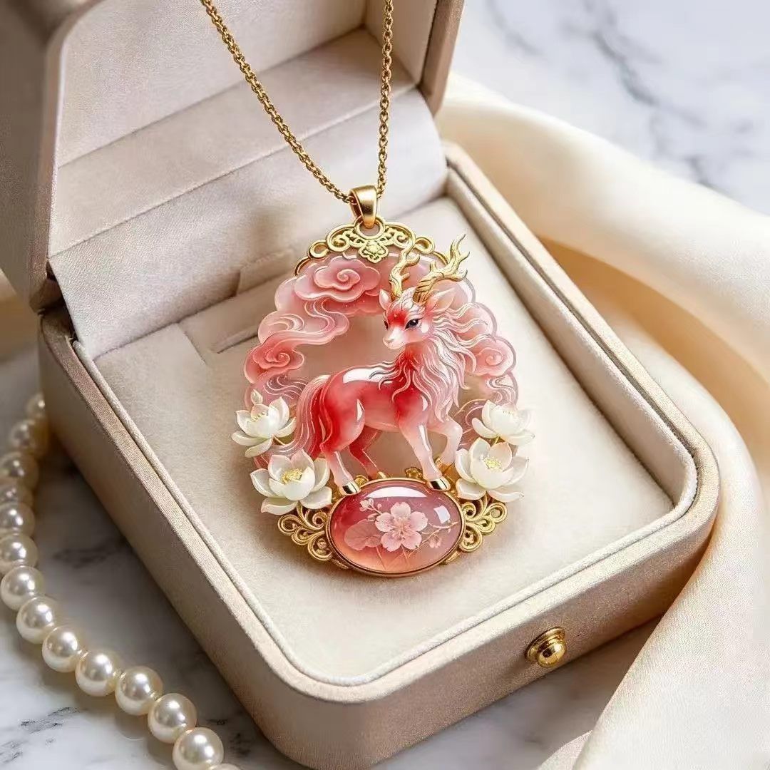 Nine Tailed Fox Car Pendant Pink Alloy Chinese Style view 3