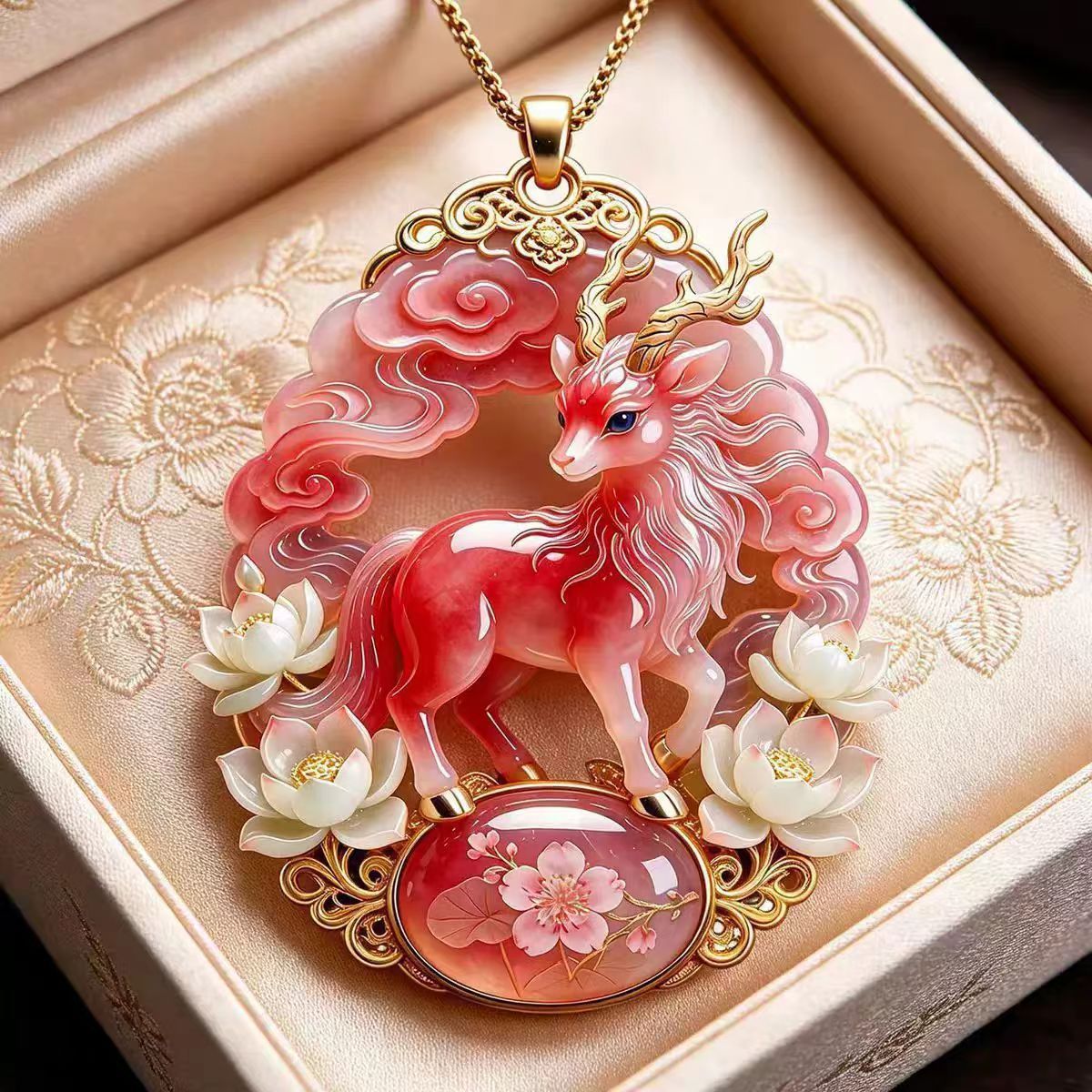 Nine Tailed Fox Car Pendant Pink Alloy Chinese Style view 4