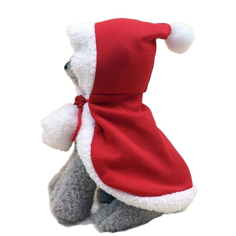 AMOOR Pet Christmas Cape Small Dog Holiday Wear Christmas Scarf [Velcro] L view 6