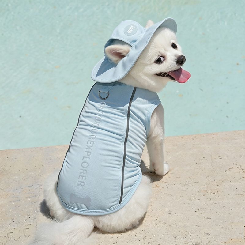 Pet Summer Cooling Vest Ice Silk Breathable Light Blue Reflective Ice Silk — image 1