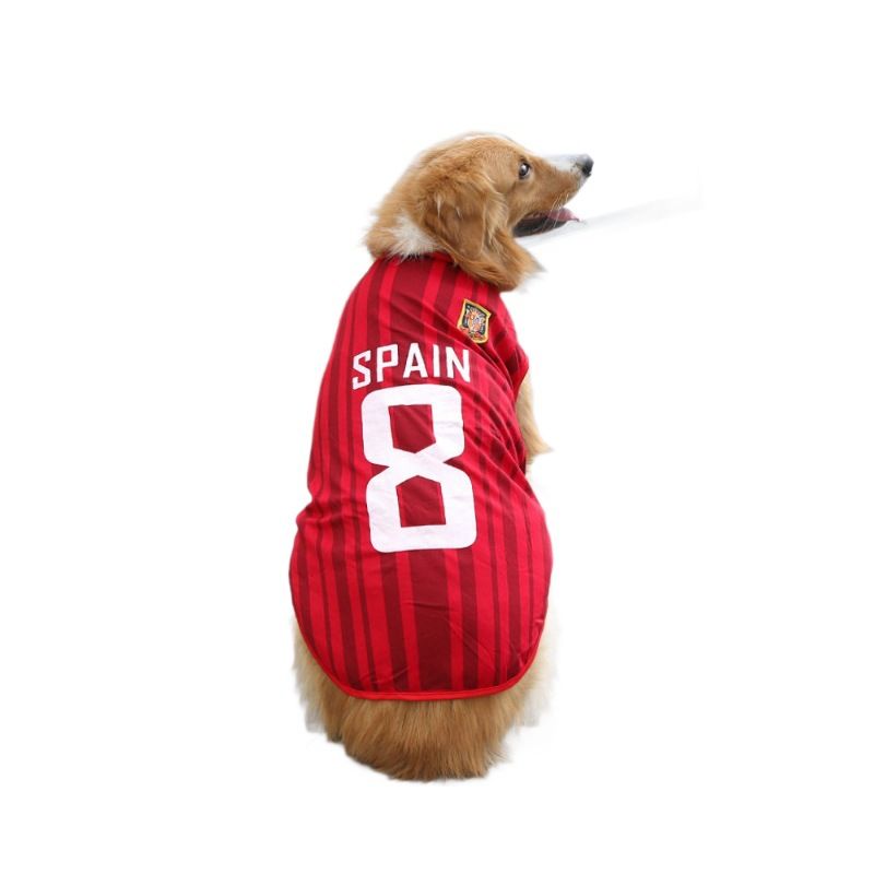 Pet Jersey Spain Dog Cat Vest White Red No. 23 Bulls 4XL (Chest 80cm view 6