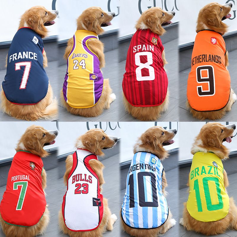 Dog Cat Summer Soccer Jersey Vest Red No. 7 Portugal M (Chest 40CM view 5