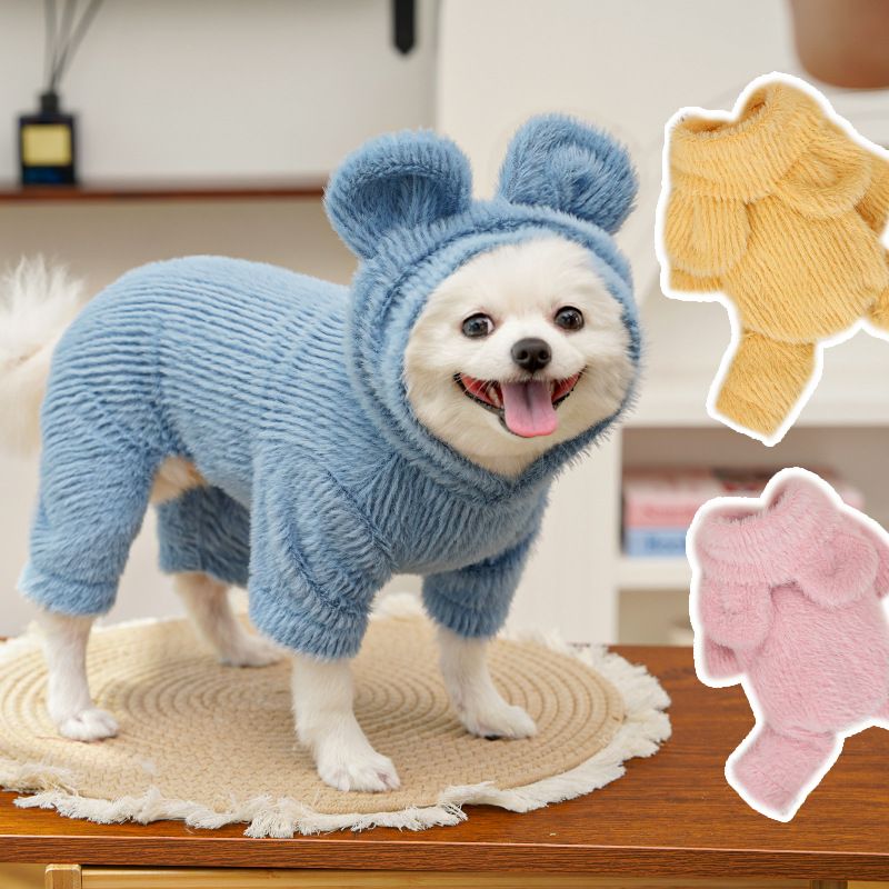 Wewang Pet Four Leg Jacket Polyester 524 Blue Hooded Vest XL (Chest 50cm view 4