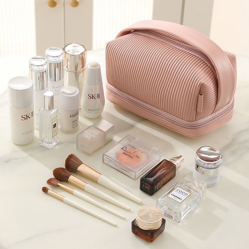 Large PU Double Layer Toiletry Bag for Makeup Storage view 2