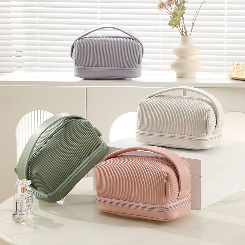 Large PU Double Layer Toiletry Bag for Makeup Storage view 3