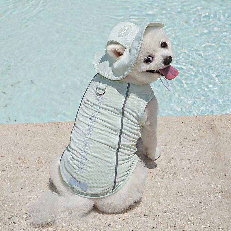 Dog Vest Summer Cooling Breathable Pet Clothes Combination Mint Green — image 1
