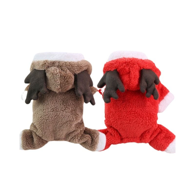 Dog Cat Winter Clothes 4 Leg Fleece Reindeer Brown Reindeer Plush 4-Leg view 6