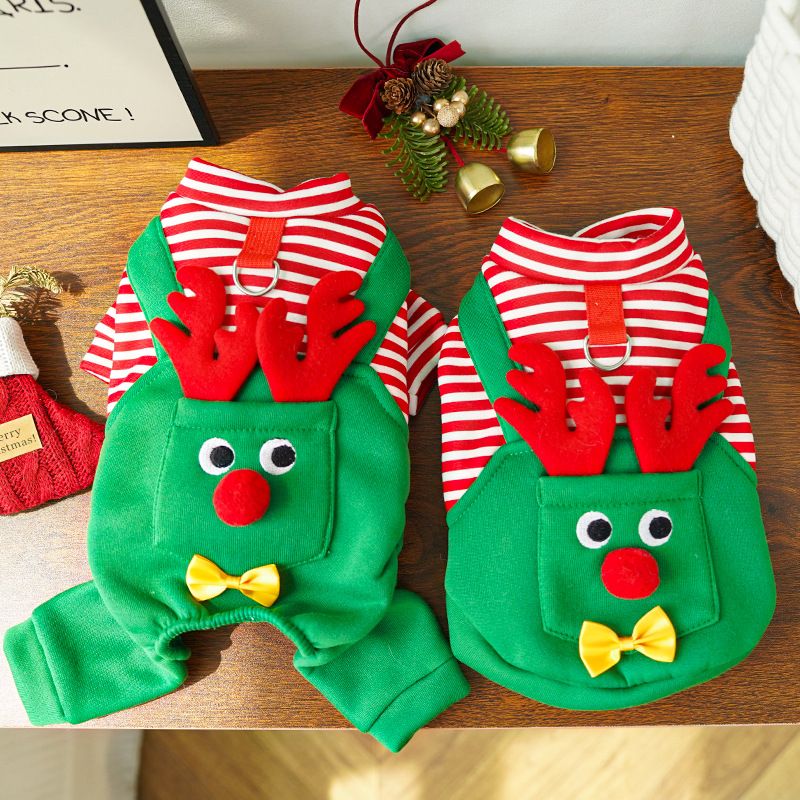 Pet Dog Clothes Christmas Reindeer 4 Leg Vest Polyester 500 Vest Suspenders view 3