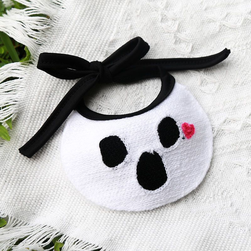 Pet Bandana Dog Cat Halloween Pumpkin Cartoon White Phantom Bib M (for pets up