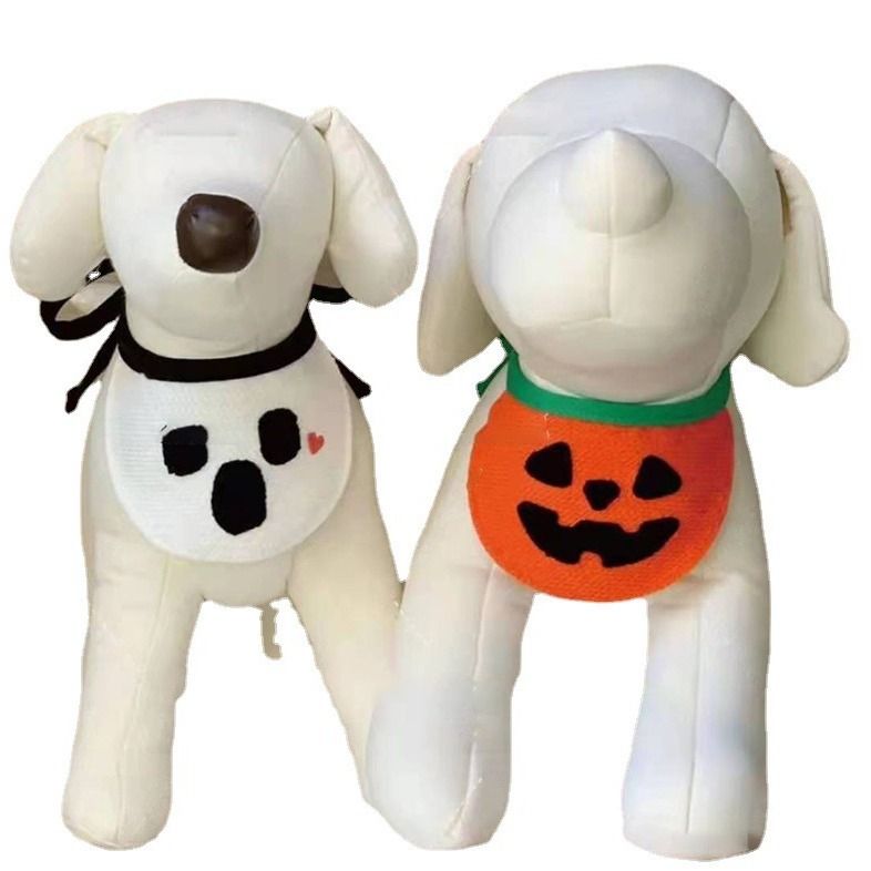 Pet Bandana Dog Cat Halloween Pumpkin Cartoon White Phantom Bib M (for pets up view 6
