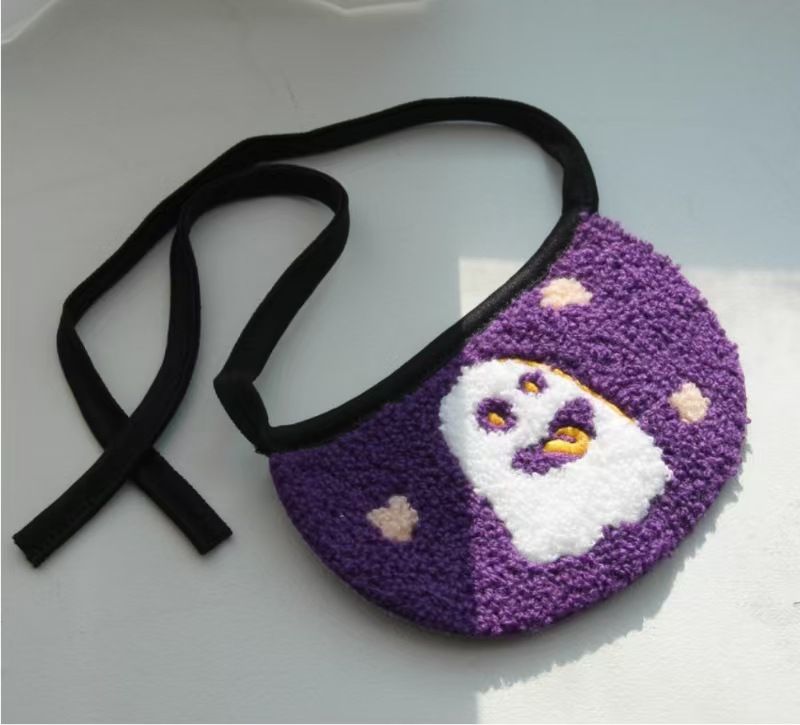 Pet Bandana Dog Cat Halloween Pumpkin Cartoon Purple Phantom Bandana M (for