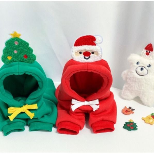 Pet Christmas Hoodie for Dogs Cats Polyester 314A Drawstring Christmas Hoodie view 3
