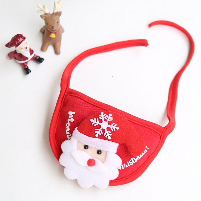 Pet Christmas Hat Bandana Wearable Accessories Red base pet bib (suitable for
