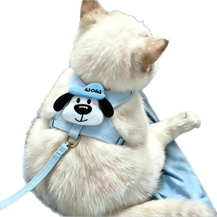 AMOOR Cat Harness Breathable Escape Proof Large Face Hat Dog [Blue] S view 5