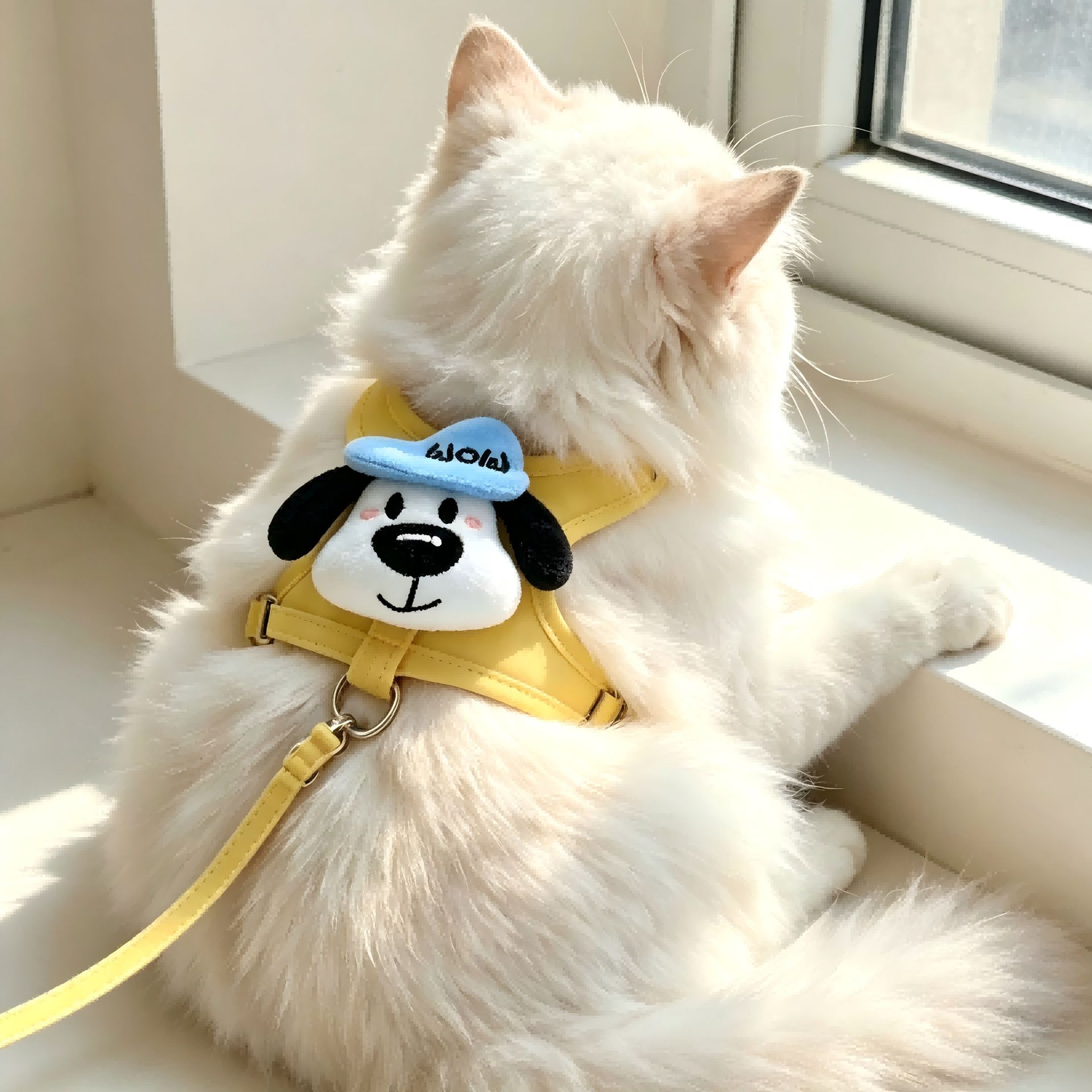 AMOOR Cat Harness Breathable Escape Proof Large Face Hat Dog [Blue] view 2