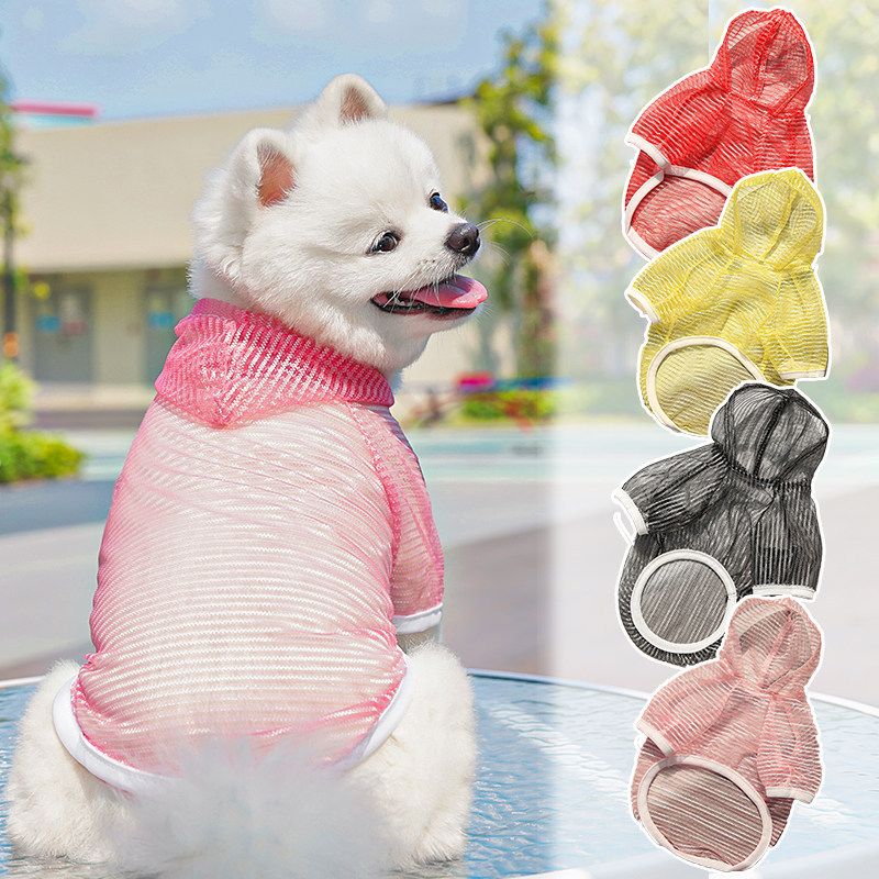 Pet Hoodie Vest Summer Polyester Dog Cat 008D Ice Silk Light Pink Hoodie S view 3