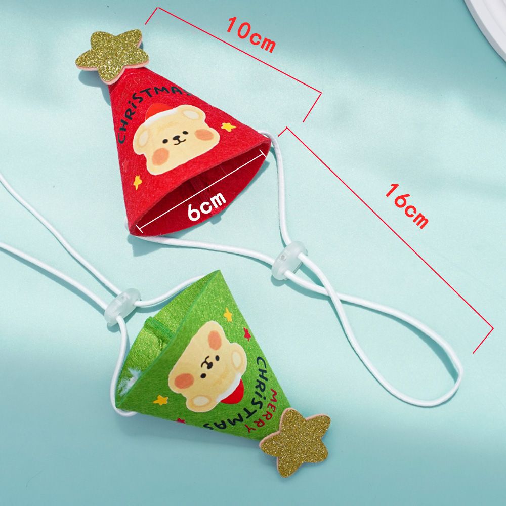 Noon Christmas Pet Hat Scarf Set Cartoon Bear Red Green A07G Red Bear view 5
