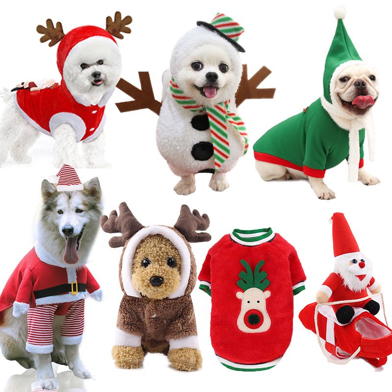 Christmas Pet Clothes Dog Cat Winter Cotton Green and red snowflake bear vest 2XL view 2