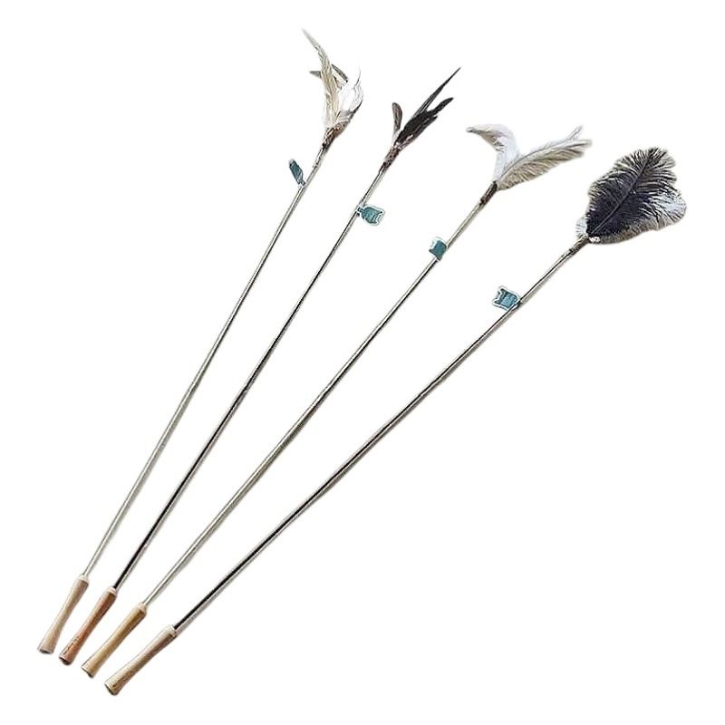 CHIYOOSU Cat Teaser Wand with Feather Bell Cocktail flower extension rod rose view 2