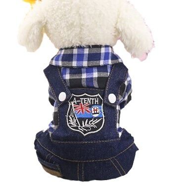 Shine Dog Cat 4 Leg Plaid Denim Jacket Autumn/Winter four-leg denim raw color XS view 5